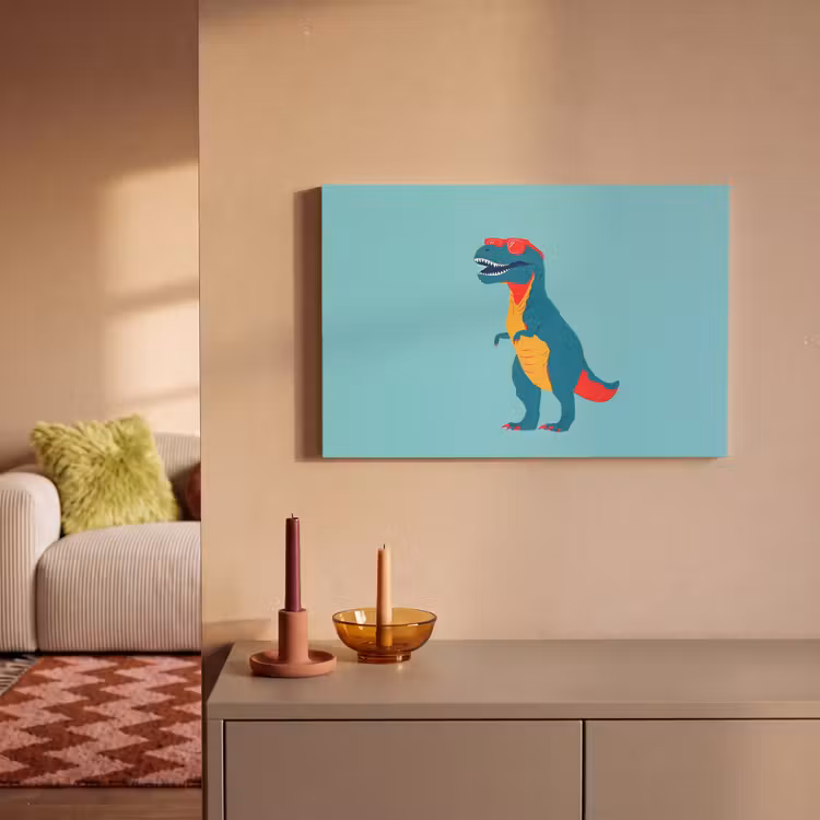 Canvas schilderij - Dinosaurus - Blauw - Zonnebril — 2