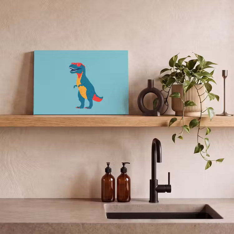Canvas schilderij - Dinosaurus - Blauw - Zonnebril — 3