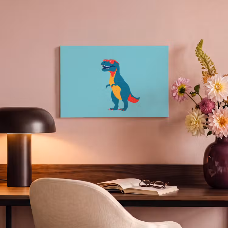 Canvas schilderij - Dinosaurus - Blauw - Zonnebril — 4