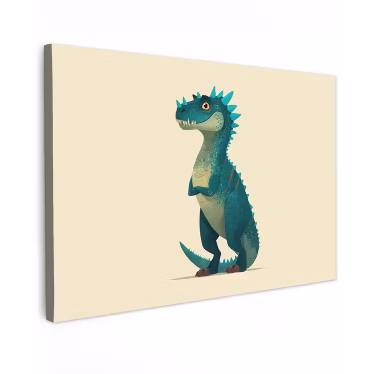 Canvas schilderij - Dinosaurus - Turquoise - Stekels — 1