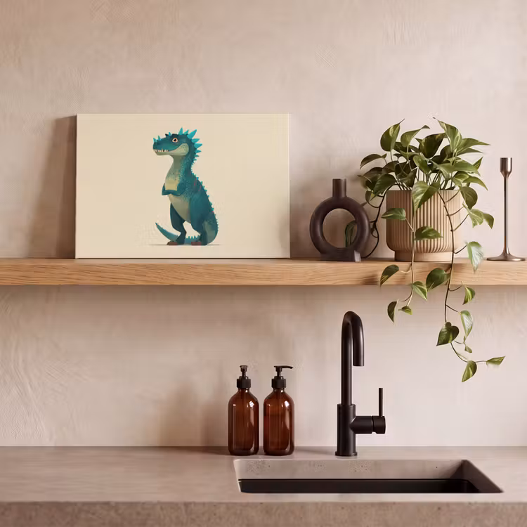 Canvas schilderij - Dinosaurus - Turquoise - Stekels — 3