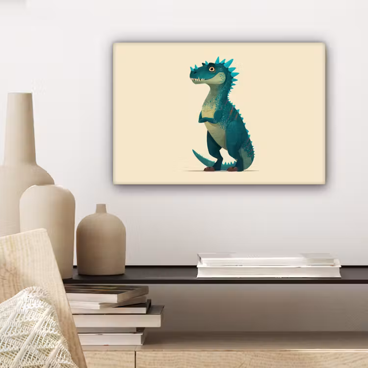 Canvas schilderij - Dinosaurus - Turquoise - Stekels — 5