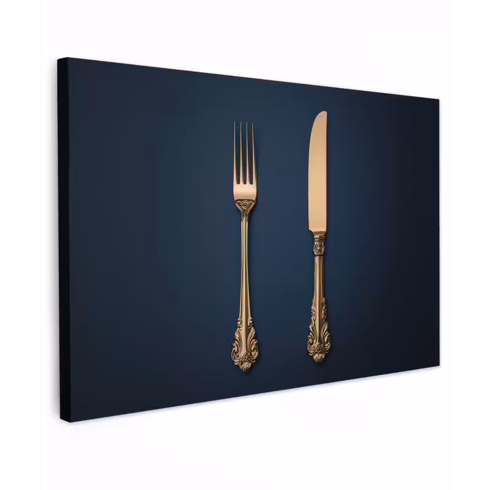Canvas schilderij - Bestek - Donkerblauw - Goud — 1