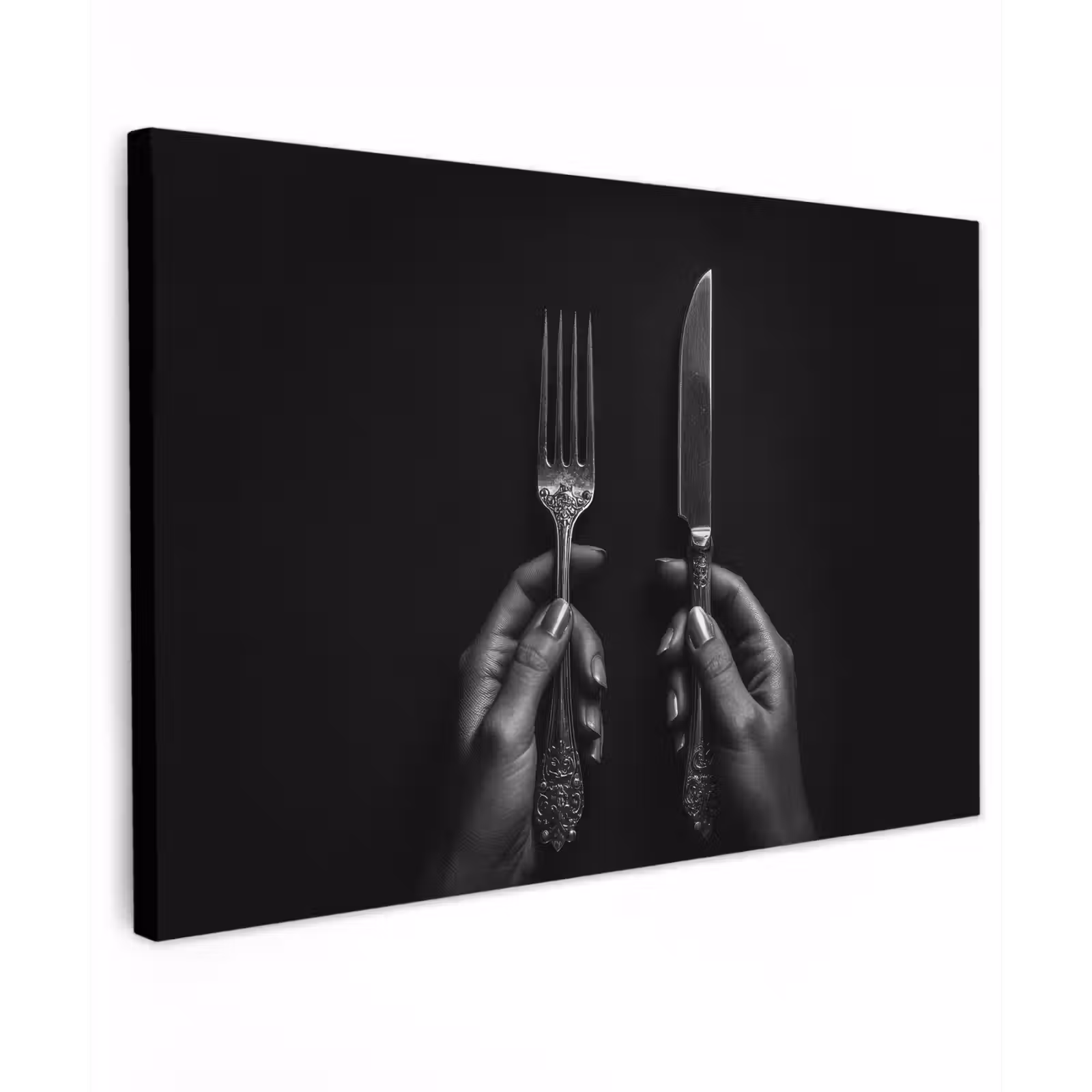 Canvas schilderij - Bestek - Zwart - Wit — 1