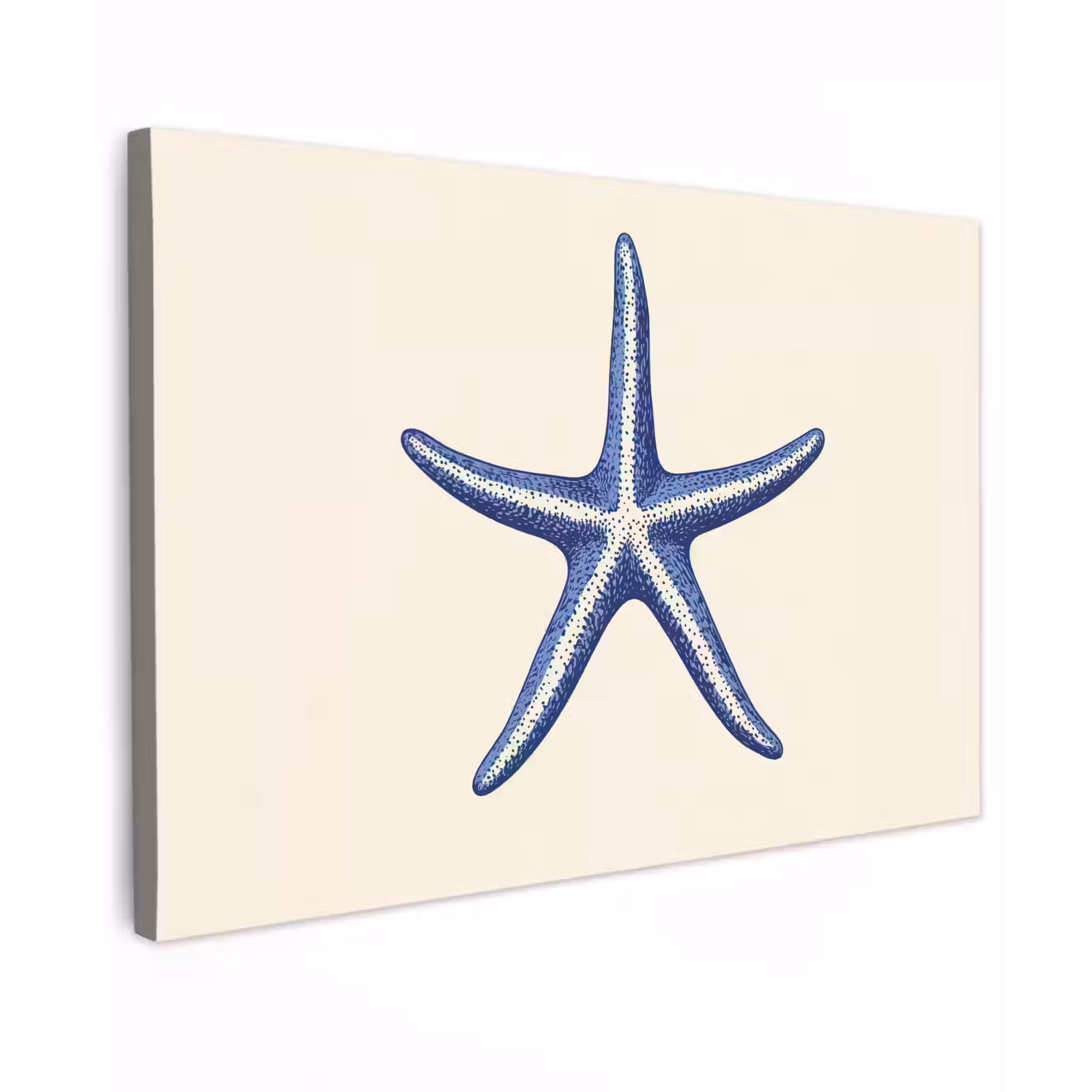 Canvas schilderij - Blauwe zeester - Minimalistisch - Beige — 1