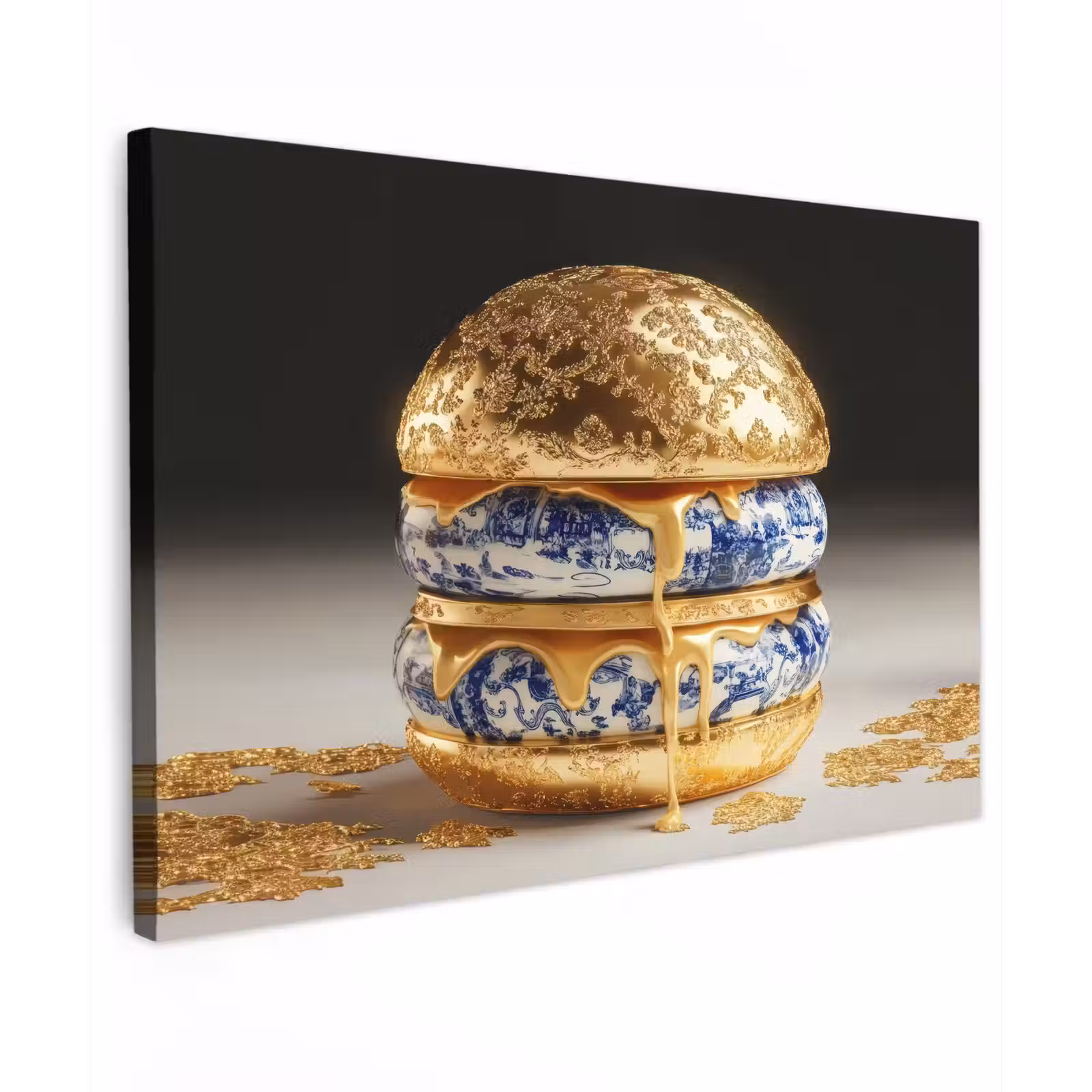 Canvas schilderij - Delftsblauw - Goud - Burger — 1