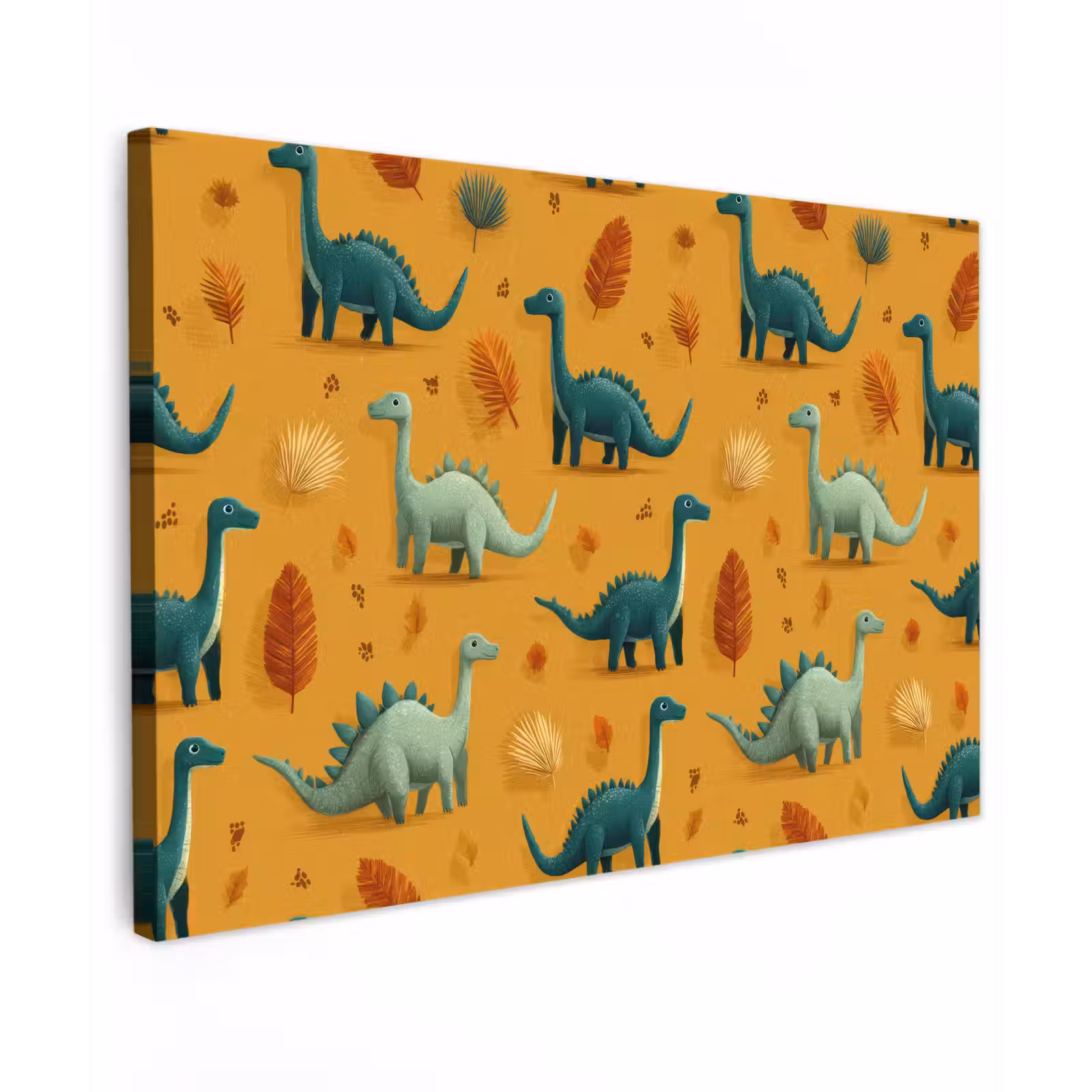 Canvas schilderij - Dinosaurussen - Stekels - Herfstbladeren - Bruin — 1