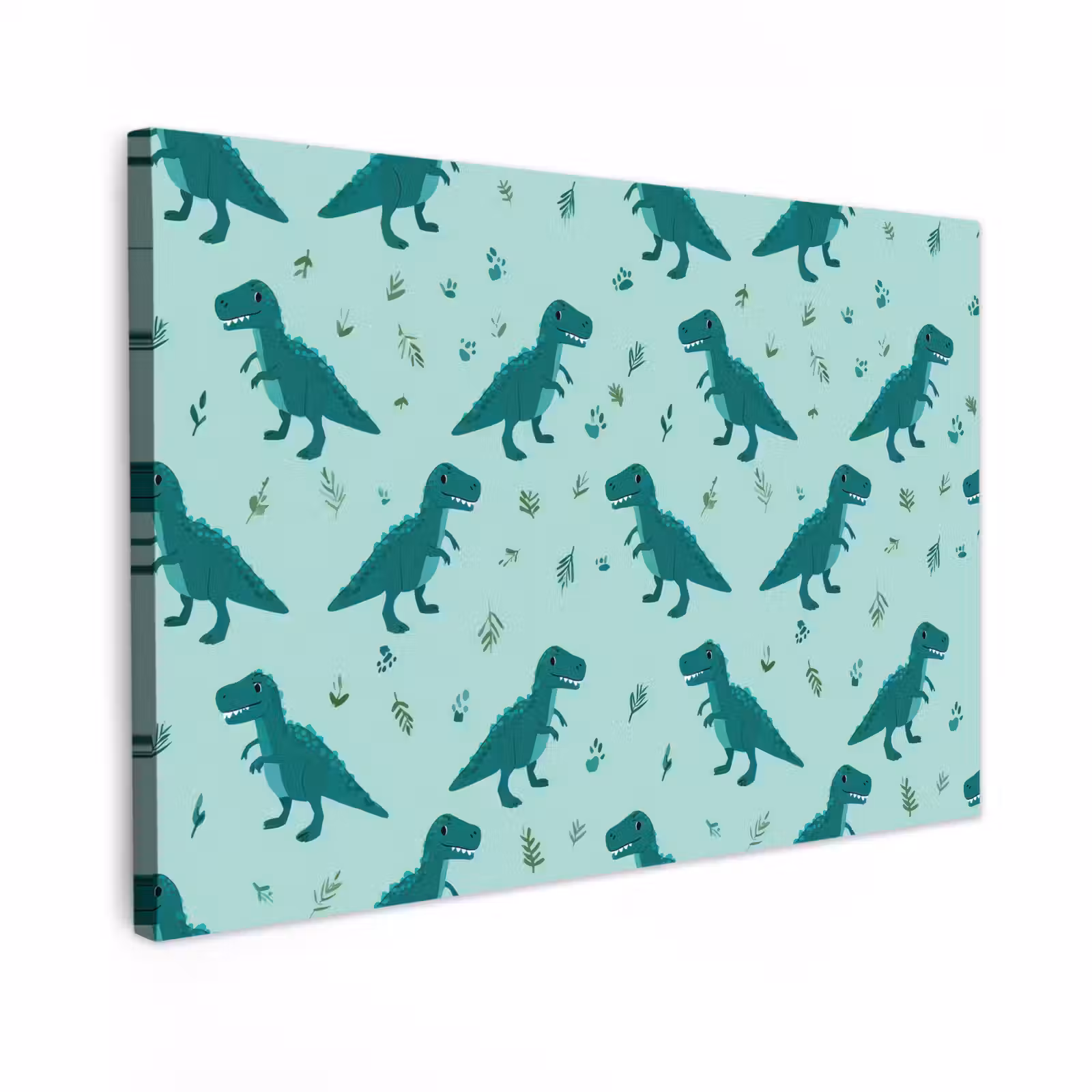 Canvas schilderij - Donkergroen - Dinosaurussen - Afdrukken - Bladeren — 1