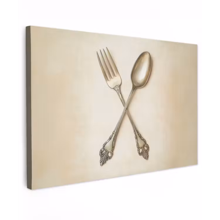 Canvas schilderij - Beige - Vintage - Bestek — 1