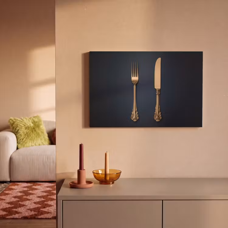 Canvas schilderij - Bestek - Donkerblauw - Goud — 2