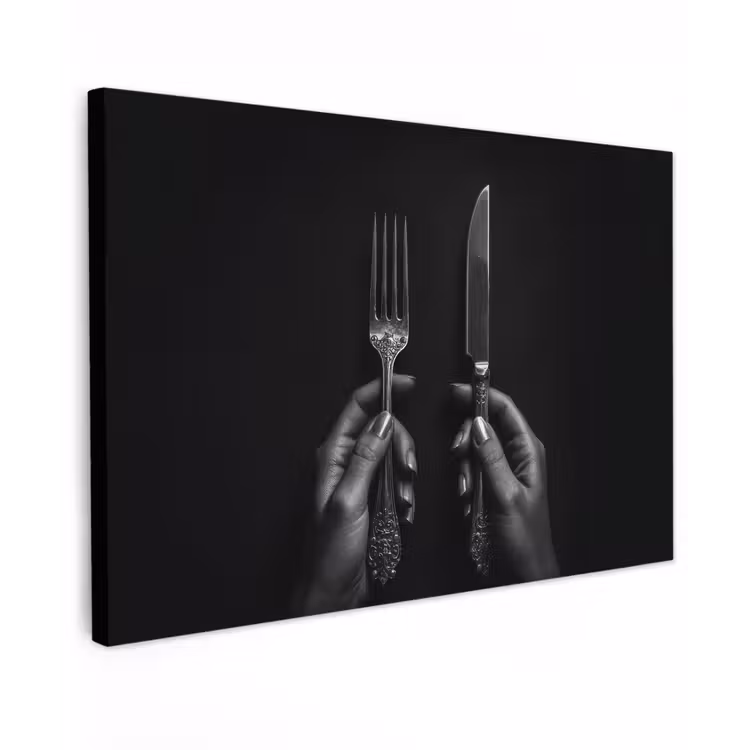 Canvas schilderij - Bestek - Zwart - Wit — 1