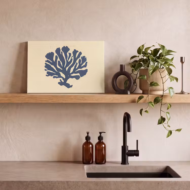 Canvas schilderij - Blauw koraal - Vertakkingen - Beige — 3