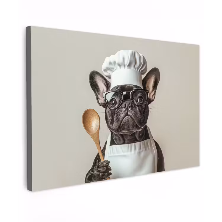 Canvas schilderij - Bril - Hond - Kok — 1