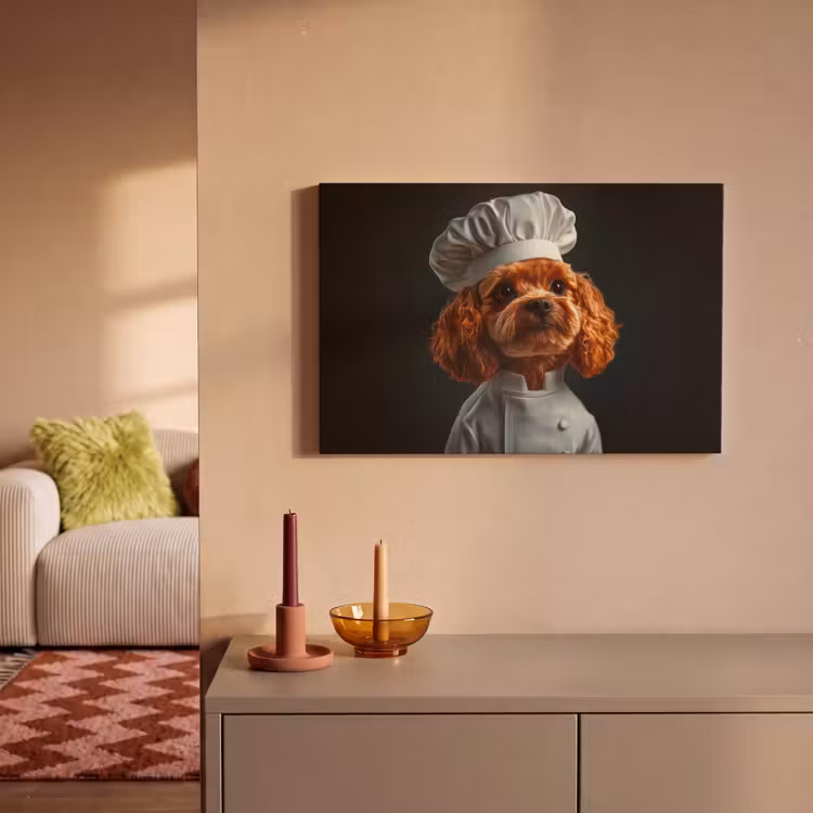 Canvas schilderij - Bruin - Kok - Hondje — 2