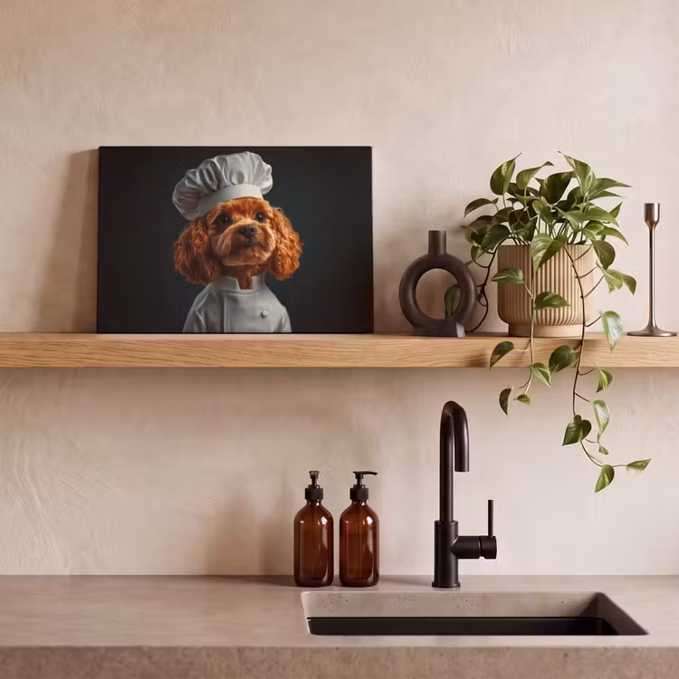 Canvas schilderij - Bruin - Kok - Hondje — 3