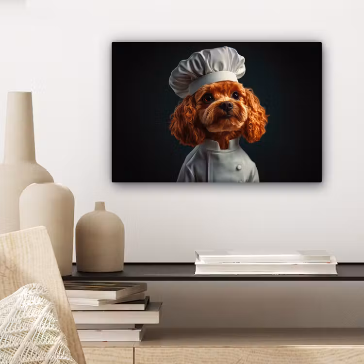Canvas schilderij - Bruin - Kok - Hondje — 5