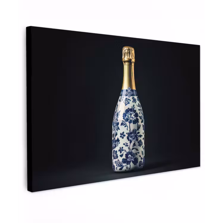 Canvas schilderij - Champagne - Bloemen - Goud - Chique — 1