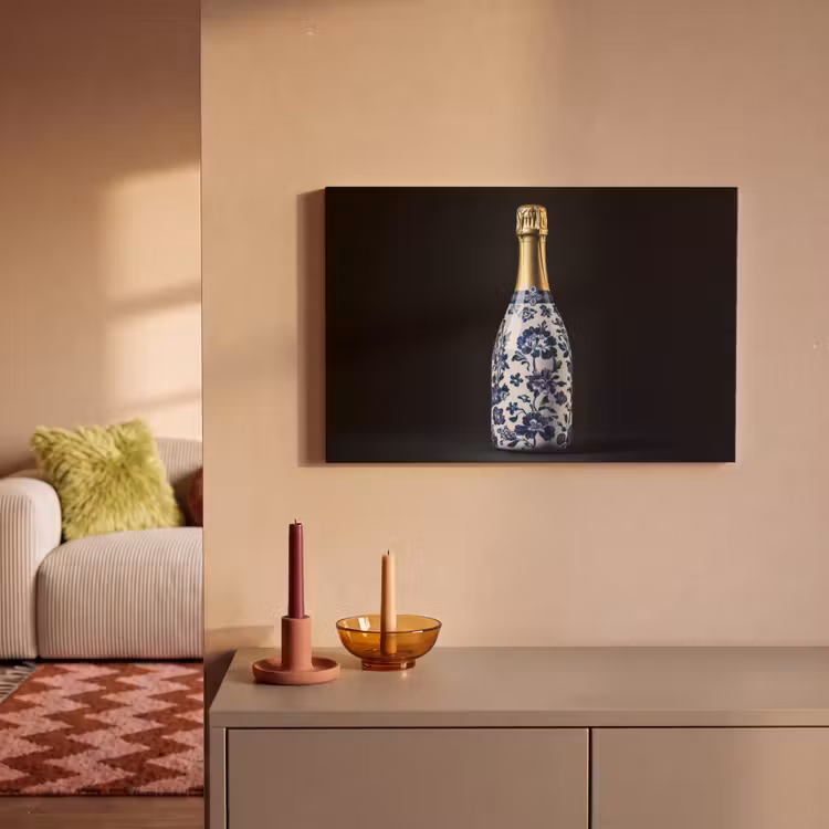 Canvas schilderij - Champagne - Bloemen - Goud - Chique — 2