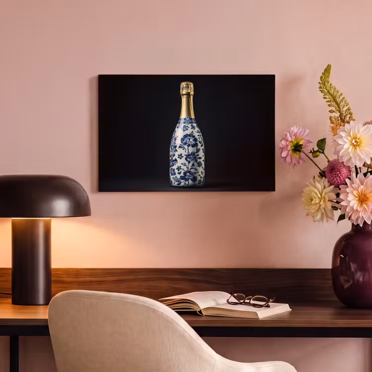 Canvas schilderij - Champagne - Bloemen - Goud - Chique — 4