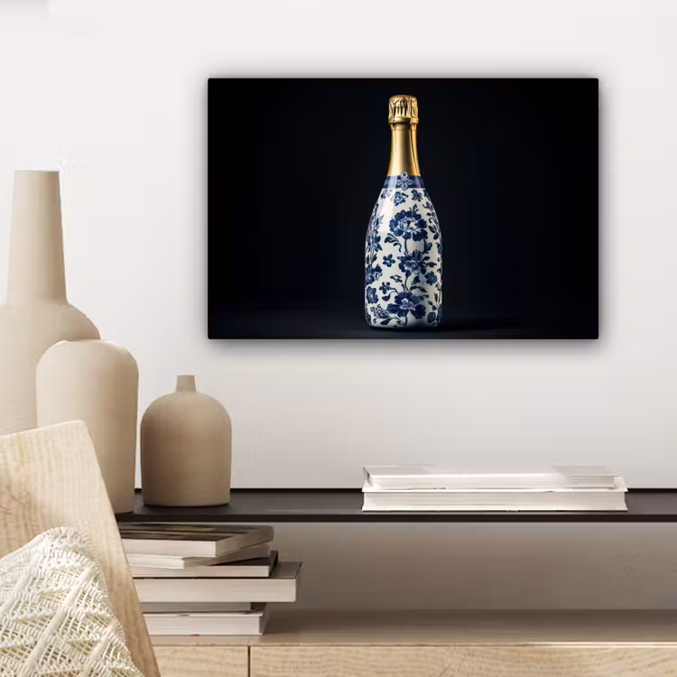 Canvas schilderij - Champagne - Bloemen - Goud - Chique — 5