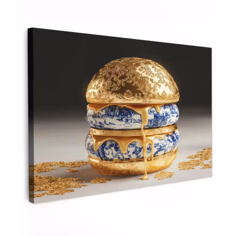 Canvas schilderij - Delftsblauw - Goud - Burger — 1