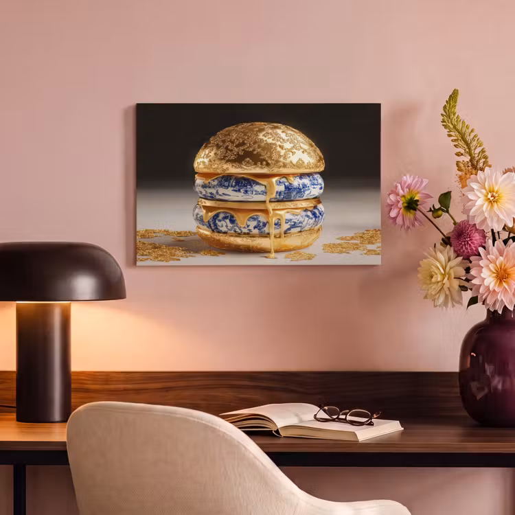 Canvas schilderij - Delftsblauw - Goud - Burger — 4