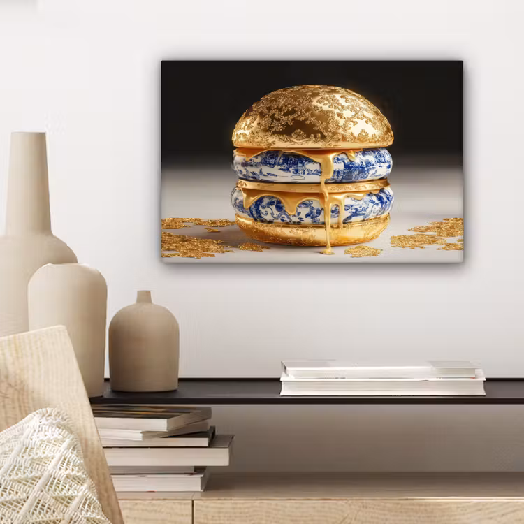 Canvas schilderij - Delftsblauw - Goud - Burger — 5