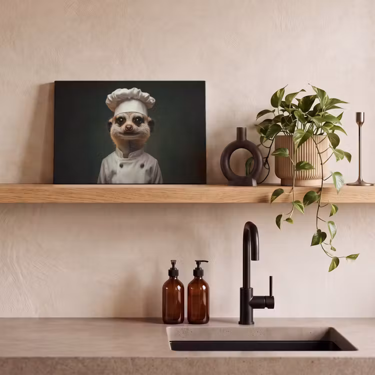 Canvas schilderij - Dier - Kok - Stokstaartje — 3