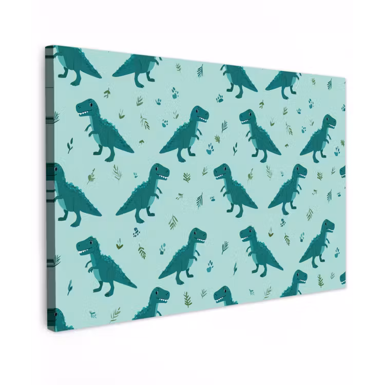 Canvas schilderij - Donkergroen - Dinosaurussen - Afdrukken - Bladeren — 1