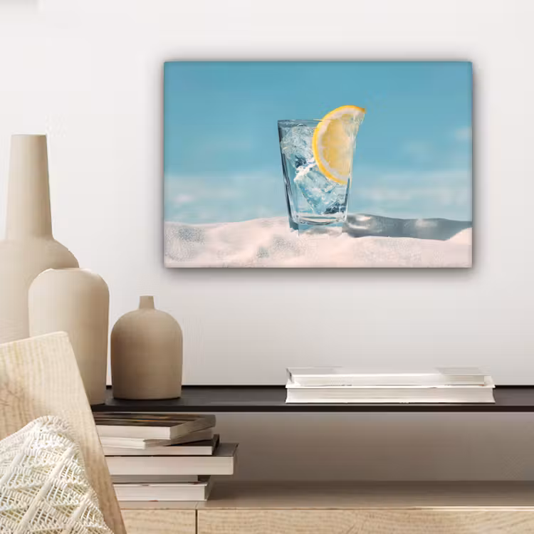 Canvas schilderij - Glas - ijsblokjes - Citroen — 5