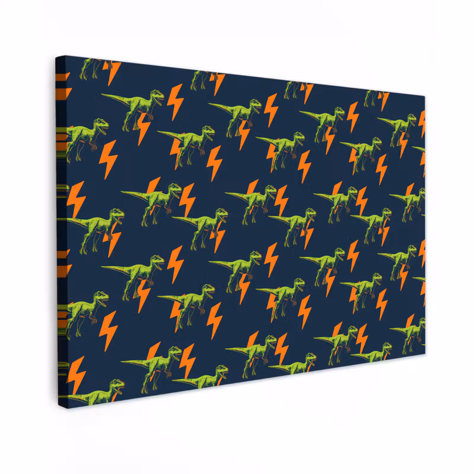 Canvas schilderij - Bliksemschichten - Oranje - Dinosaurussen — 1