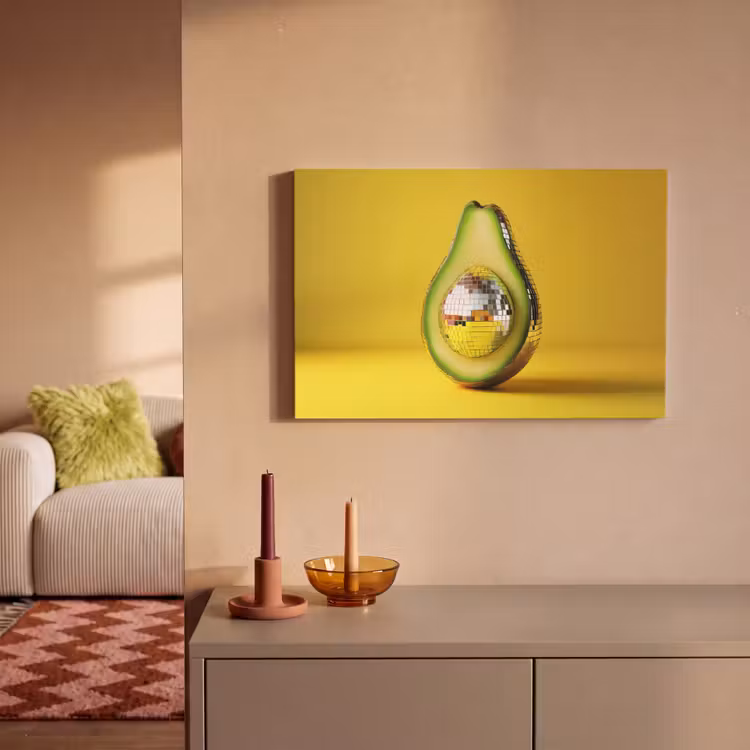 Canvas schilderij - Avocado - Discobal - Geel - Glitter — 2