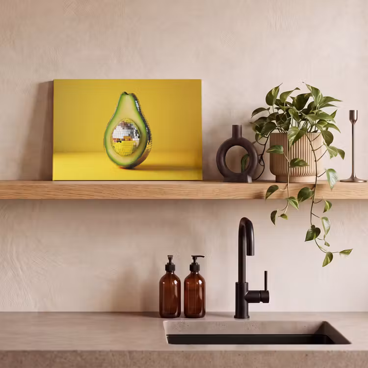 Canvas schilderij - Avocado - Discobal - Geel - Glitter — 3