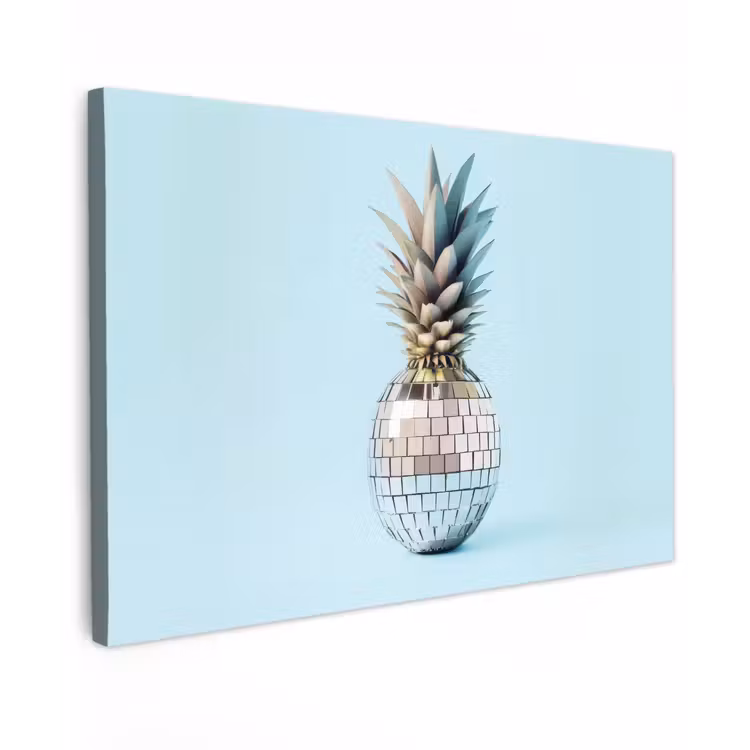 Canvas schilderij - Blauw - Ananas - Disco - Discobal — 1
