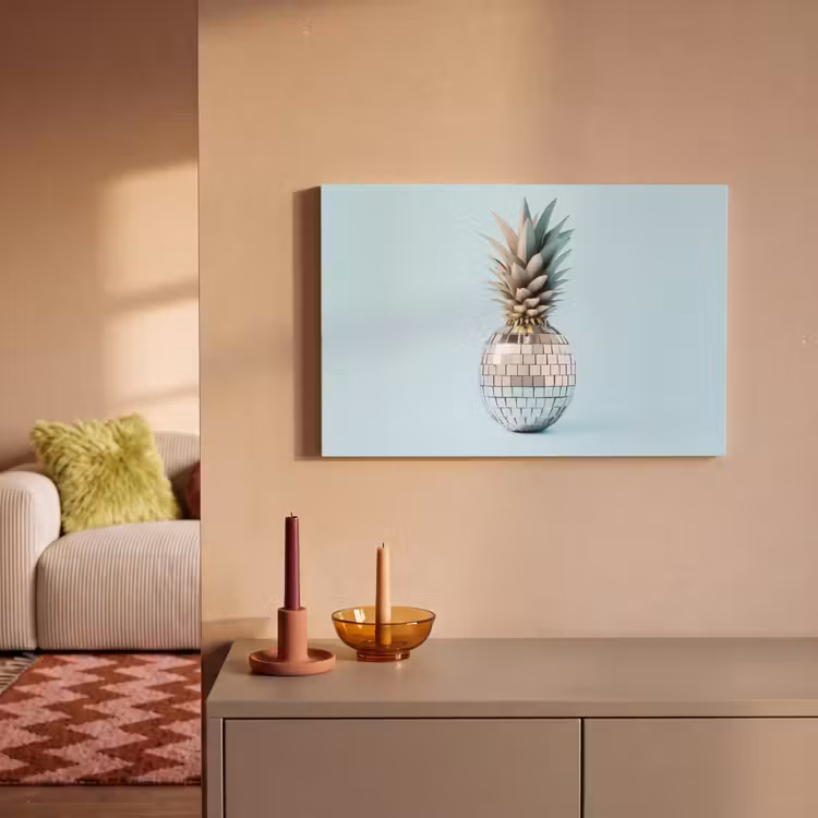 Canvas schilderij - Blauw - Ananas - Disco - Discobal — 2