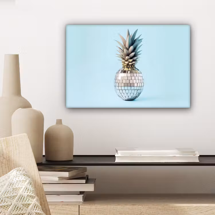Canvas schilderij - Blauw - Ananas - Disco - Discobal — 5
