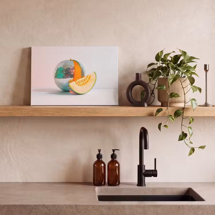 Canvas schilderij - Disco - Discobal - Meloen - Pastel — 3