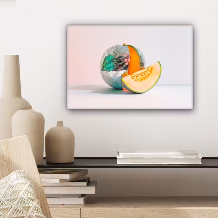 Canvas schilderij - Disco - Discobal - Meloen - Pastel — 5