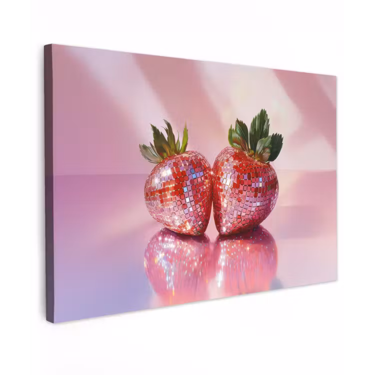 Canvas schilderij - Disco - Fruit - Glitter - Strawberry — 1