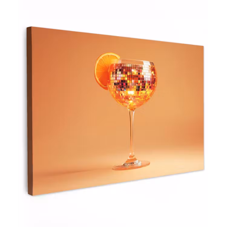 Canvas schilderij - Drank - Oranje - Glitter - Disco — 1