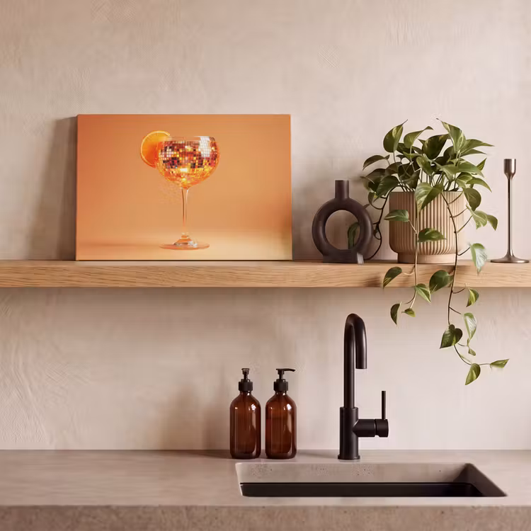 Canvas schilderij - Drank - Oranje - Glitter - Disco — 3