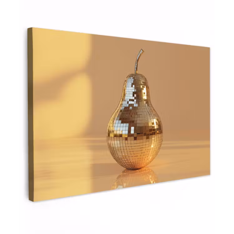 Canvas schilderij - Goud - Disco - Glitter - Peer — 1