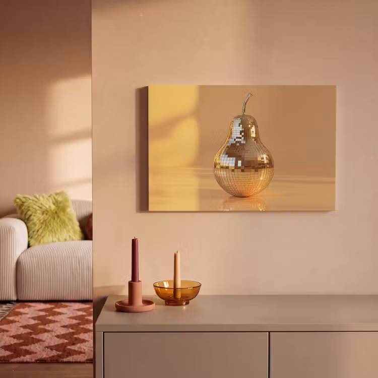 Canvas schilderij - Goud - Disco - Glitter - Peer — 2