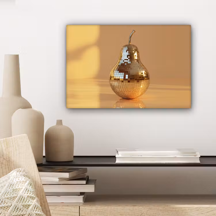 Canvas schilderij - Goud - Disco - Glitter - Peer — 5