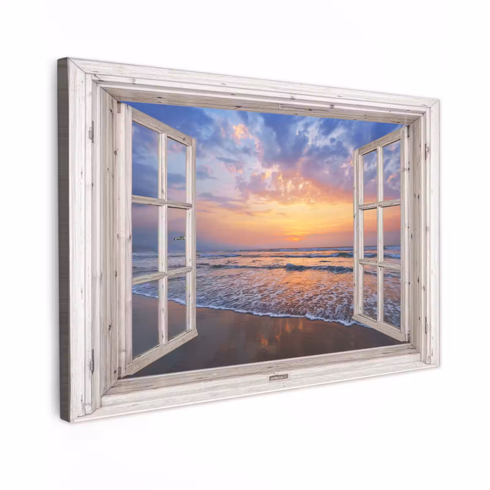 Canvas schilderij - Doorkijk - Zee - Strand - Zonsondergang - Blauw — 1