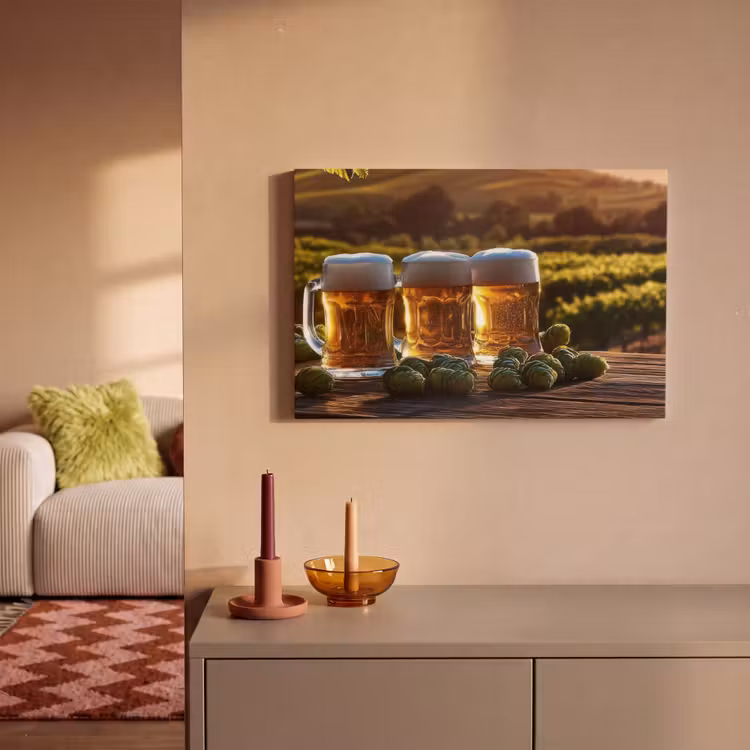 Canvas schilderij - Bier - Hop - Landschap — 2