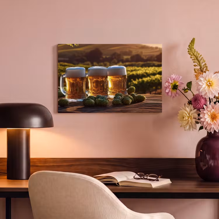 Canvas schilderij - Bier - Hop - Landschap — 4