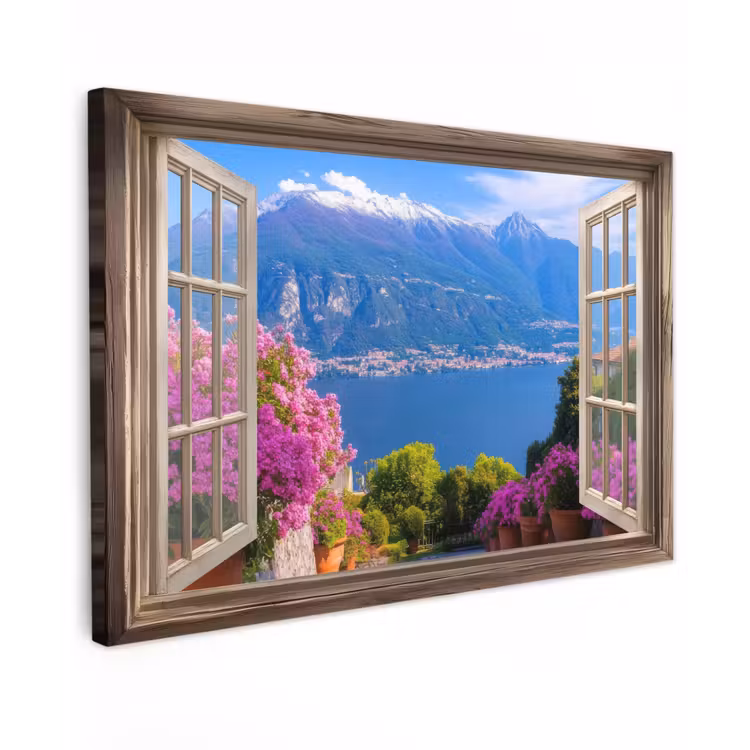 Canvas schilderij - Doorkijk - Berg - Landschap - Uitzicht - Meer — 1