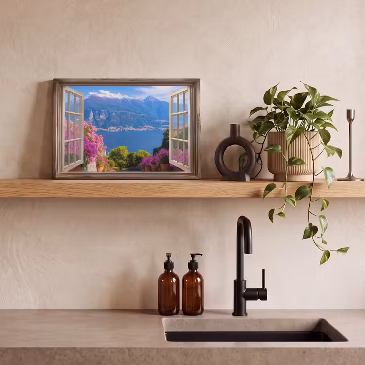 Canvas schilderij - Doorkijk - Berg - Landschap - Uitzicht - Meer — 3