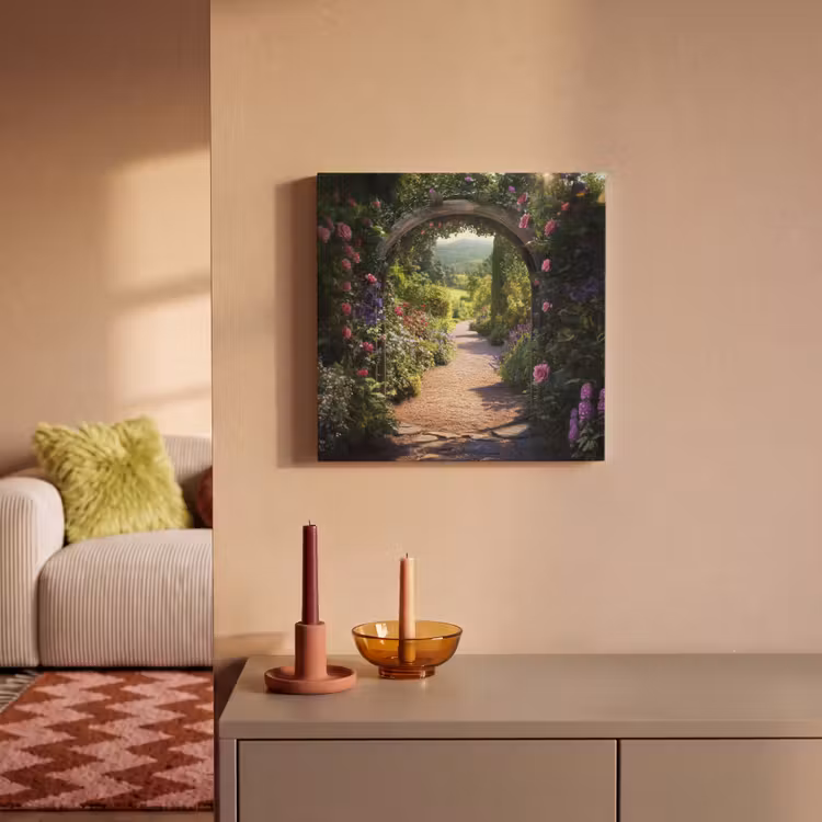 Canvas schilderij - Doorkijk - Bloemen - Natuur - Rozenboog — 2